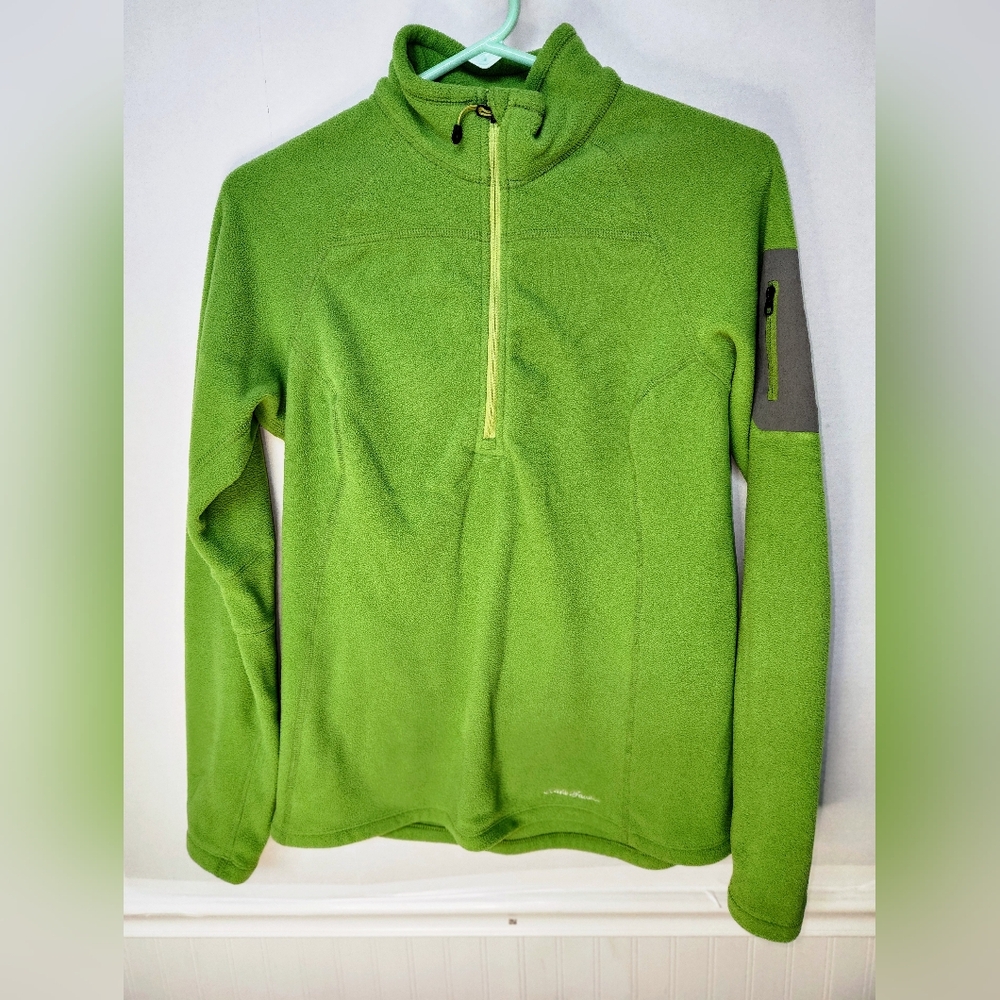 Eddie Bauer First Ascent Womens 1/4 Zip Medium Green Fleece Polartec Gorpcore